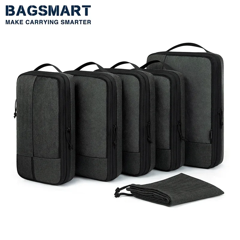 organisateur voyage polyester herringbone noir compact extensible sac chaussures compression ventilation usage polyvalent femmes hommes plaine air