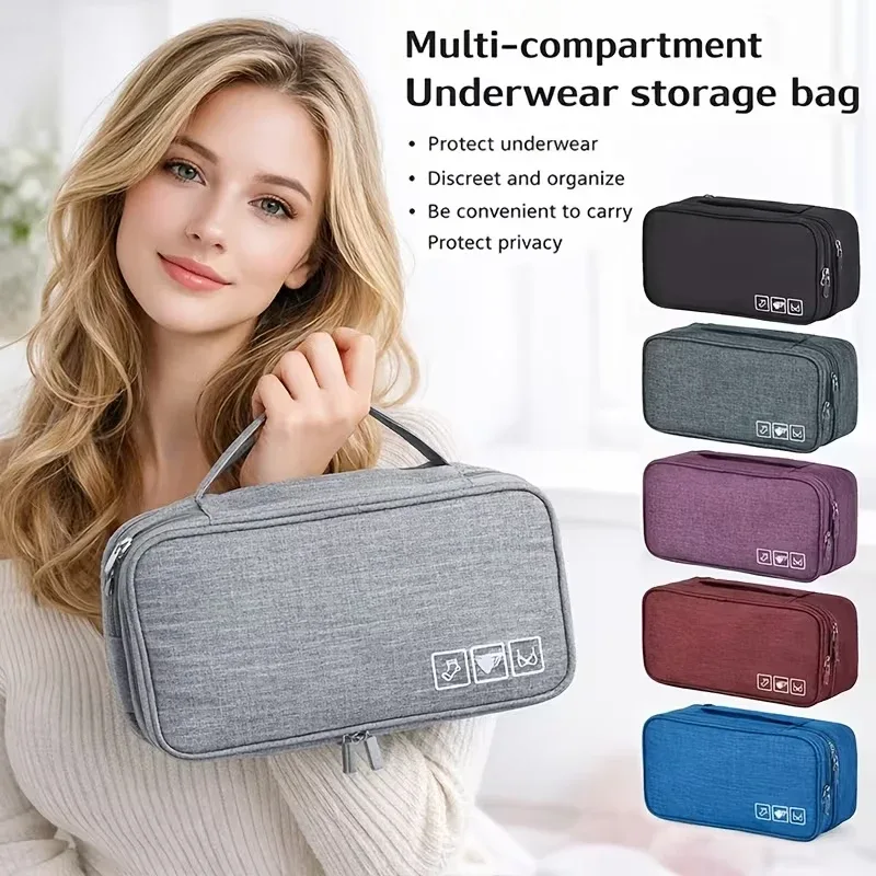 organisateur de sous-vêtements de voyage portable – pliable – sac de rangement à fermeture éclair pour soutiens-gorge, chaussettes et sous-vêtements – organisateur de valise compact