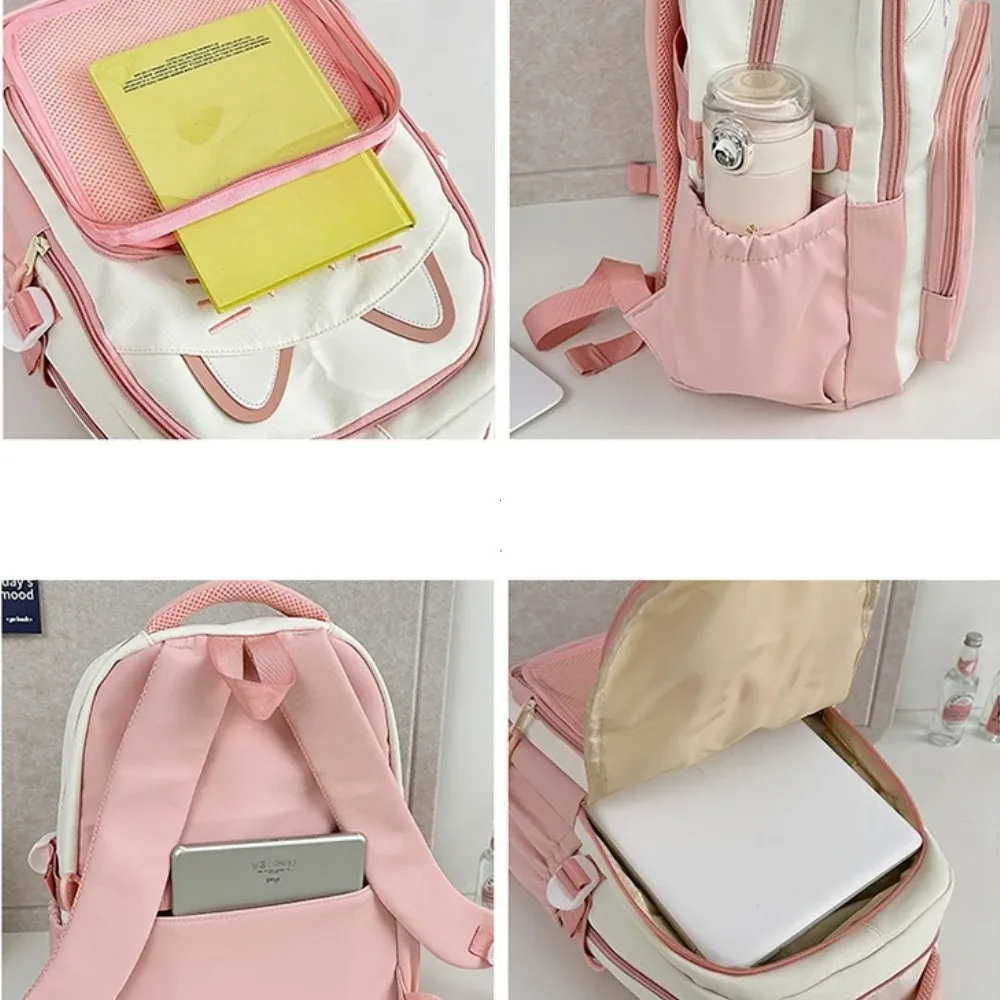 y2k mignon chat ita sacs à dos grande capacité sac à dos décontracté fille transparent bricolage affichage sac à dos dessin animé à la mode voyage cartables