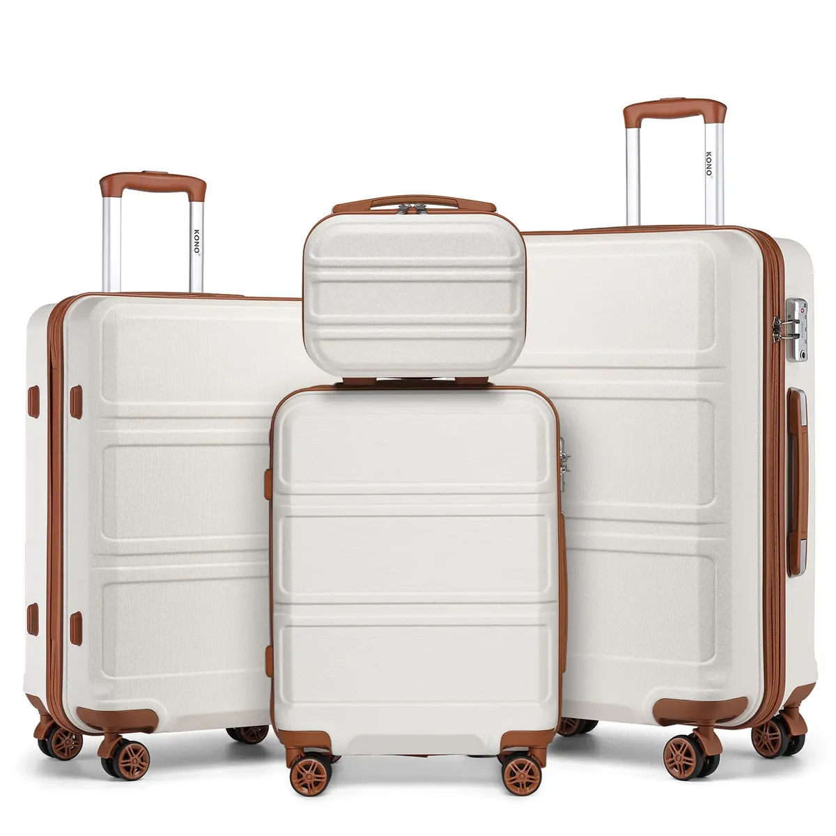 kono 4 pièces coffre dur coffre ensemble léger abs roues jumelles chariots tsa serrure valise ensemble s-m-l-xl