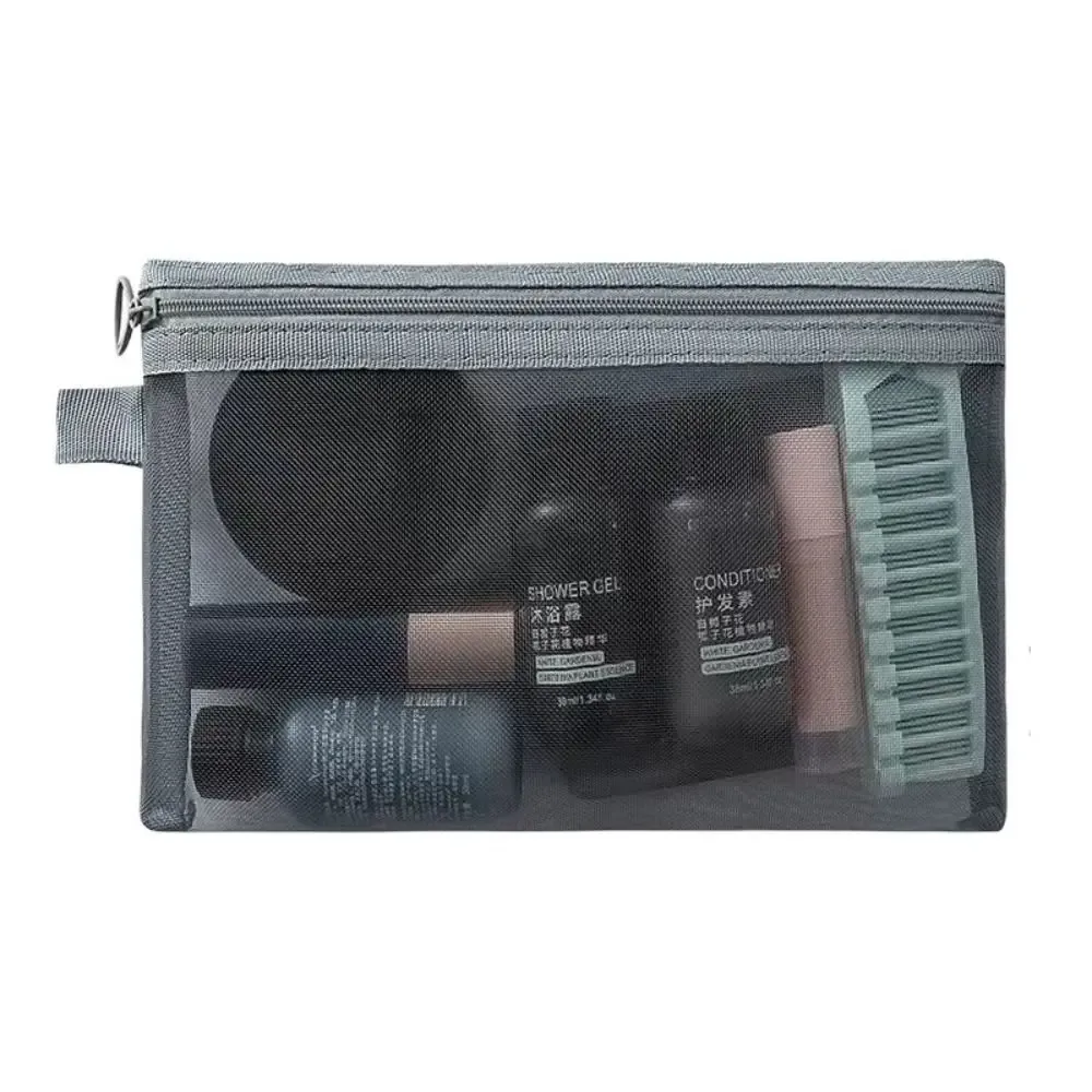 sac à cosmétiques en maille de grande capacité, sac carré à fermeture éclair, trousse de maquillage, étuis à crayons, pochette de lavage, étuis à cosmétiques pour dames
