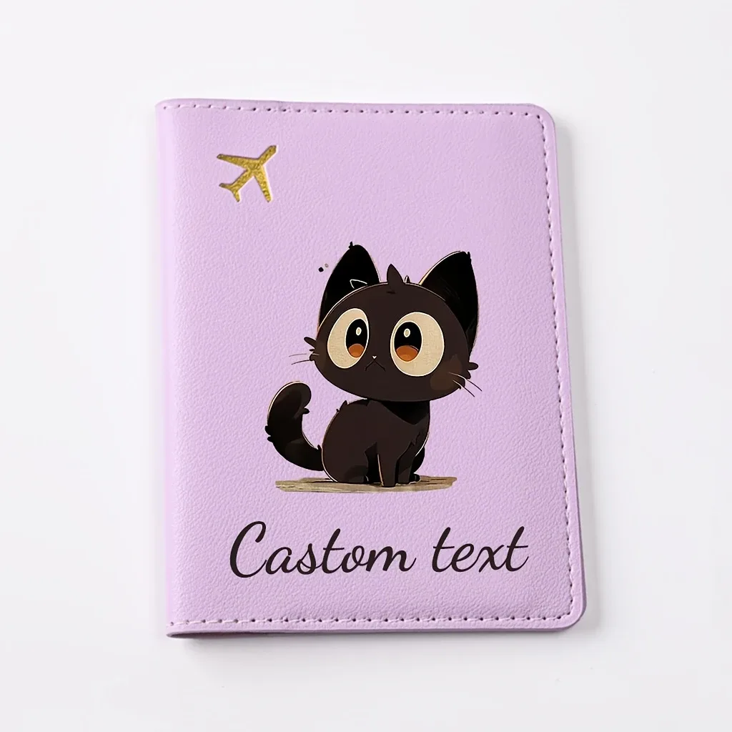 porte-passeport personnalisé pour chaton, compatible avec les passeports - étui pour documents de voyage avec nom/texte, motif chaton mignon, couverture de passeport