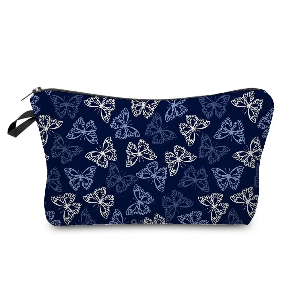 sac à cosmétiques imprimé papillon pour femmes, trousse à crayons d'école pratique avec animaux, mini sac de rangement de voyage, sacs de maquillage pour dames