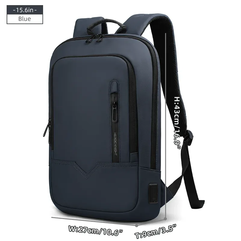 heroic knight mince homme travail sac à dos multifonctionnel mode 15.6 pouces sac à dos pour ordinateur portable décontracté étanche voyage d'affaires sac à dos