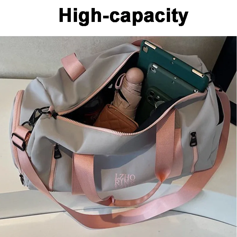 sacs de voyage tendance pour femmes, grande capacité, sac de sport pour hommes, sac de voyage imperméable pour le week-end, sac messager pour femme, compartiment sec et humide