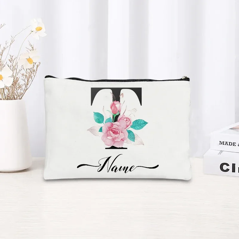 trousse de maquillage personnalisable avec nom, trousse de maquillage de voyage, trousse de maquillage pour mariage, trousse de maquillage individuelle, trousse de maquillage en toile pour fêtes, organiseur de cosmétiques, cadeaux pour femme