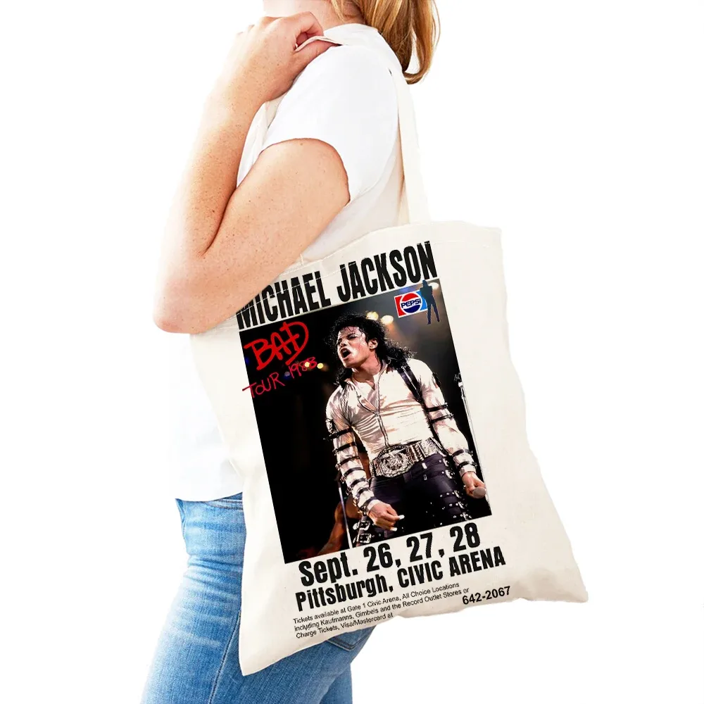 sacs à main michael jackson lady, double impression, super star, sac fourre-tout pour femme, léger, album, sac à main pour fille