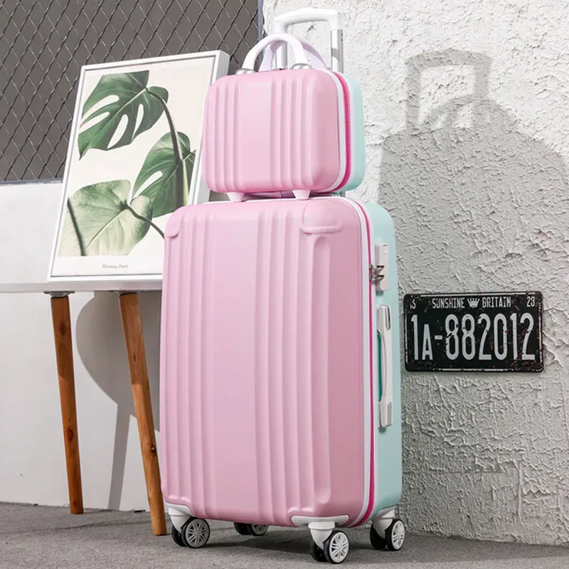 nouvelle valise à roulettes rose mignonne pour filles, valise trolley pour femmes avec roues pivotantes, valise d'école adorable pour étudiantes, valise à code, bagage cabine