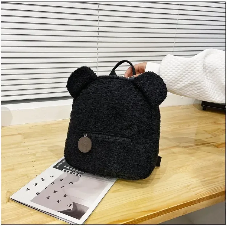 sac à dos ours en peluche pour femmes, sac de voyage doux, sac à dos mignon de dessin animé, sac cadeau pour enfants, sac à dos de loisirs à la mode avec oreilles d'ours