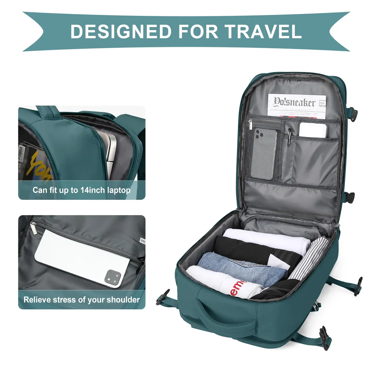 sac à dos de voyage, sac d'articles personnels pour vol approuvé, valise à main 35l, sac de week-end étanche pour hommes et femmes