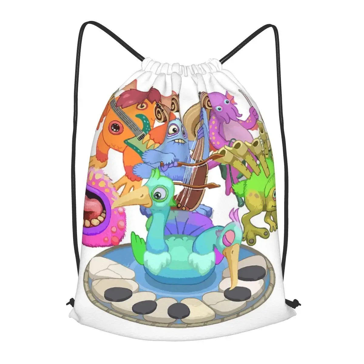 wubbox my singing monsters sacs à dos multifonctions avec cordon de serrage, sacs de sport, sacs à livres pour hommes, femmes, étudiants