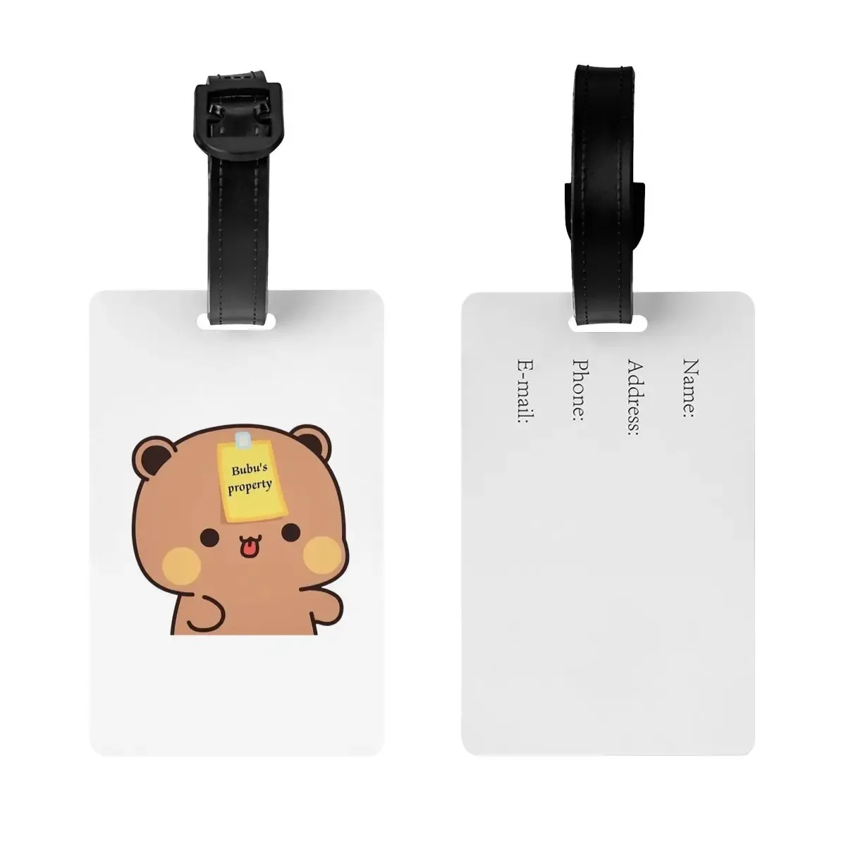 étiquettes à bagages bubu dudu panda et brownie bear couple v8 2024, étiquettes de valise, étiquettes de voyage, étiquettes d'embarquement, porte-étiquettes, nom, adresse