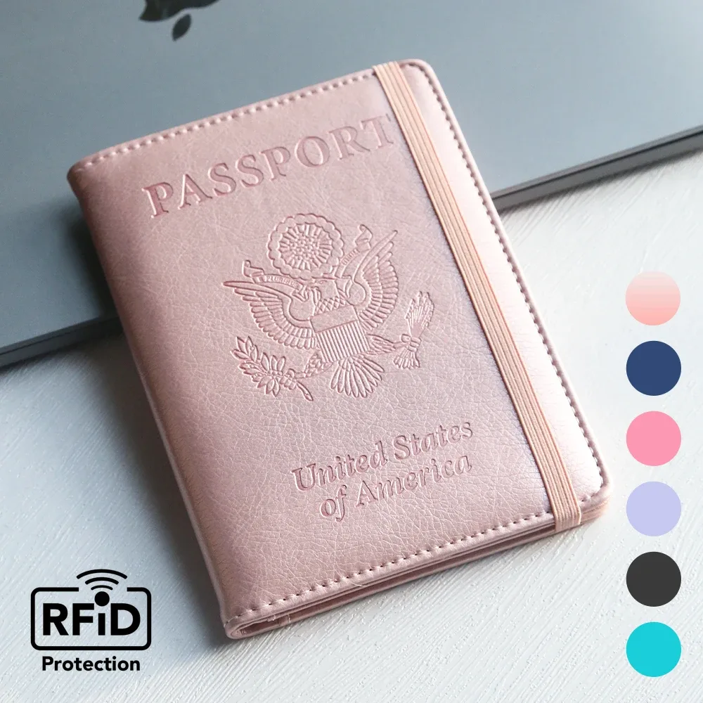 Porte-passeport en cuir PU RFID pour hommes et femmes, idéal pour sécuriser, élégant pour les états-unis, portefeuille de voyage Durable, organisateur de documents