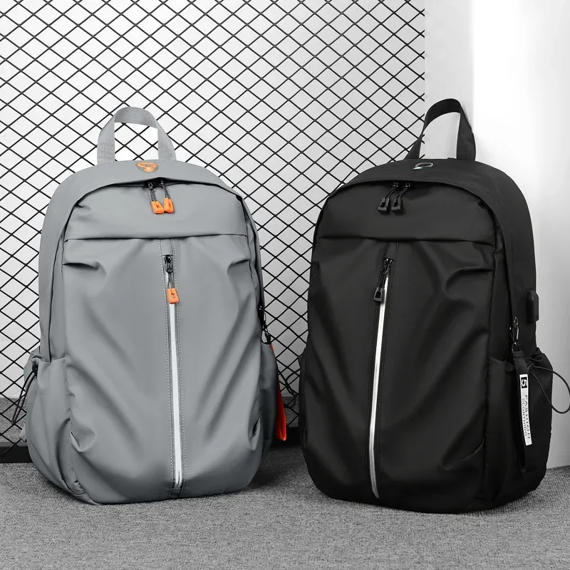 sac dos oxford université coton bio imperméable gris noir orange voyage grande capacité bandoulière arquée jacquard fil
