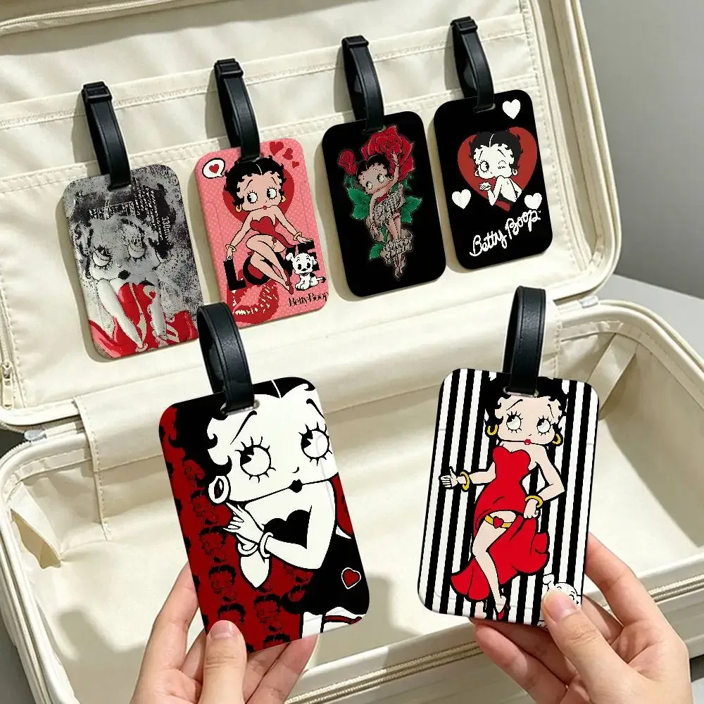 étiquette de bagage anti-perte anime b-bettys sexy boop, porte-carte d'identité en pvc, étiquette de nom pour bagages pour voyage en plein air