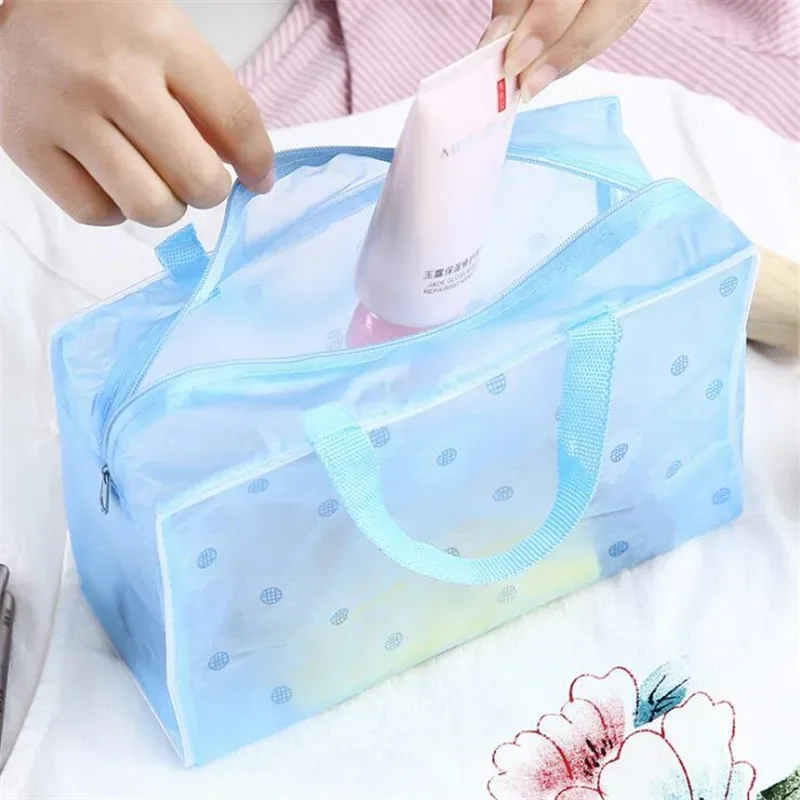 sac à cosmétiques transparent en pvc, 1 pièce, trousse de maquillage transparente pour femmes et filles, trousse de beauté étanche à fermeture éclair, trousse de toilette de voyage, sac à main