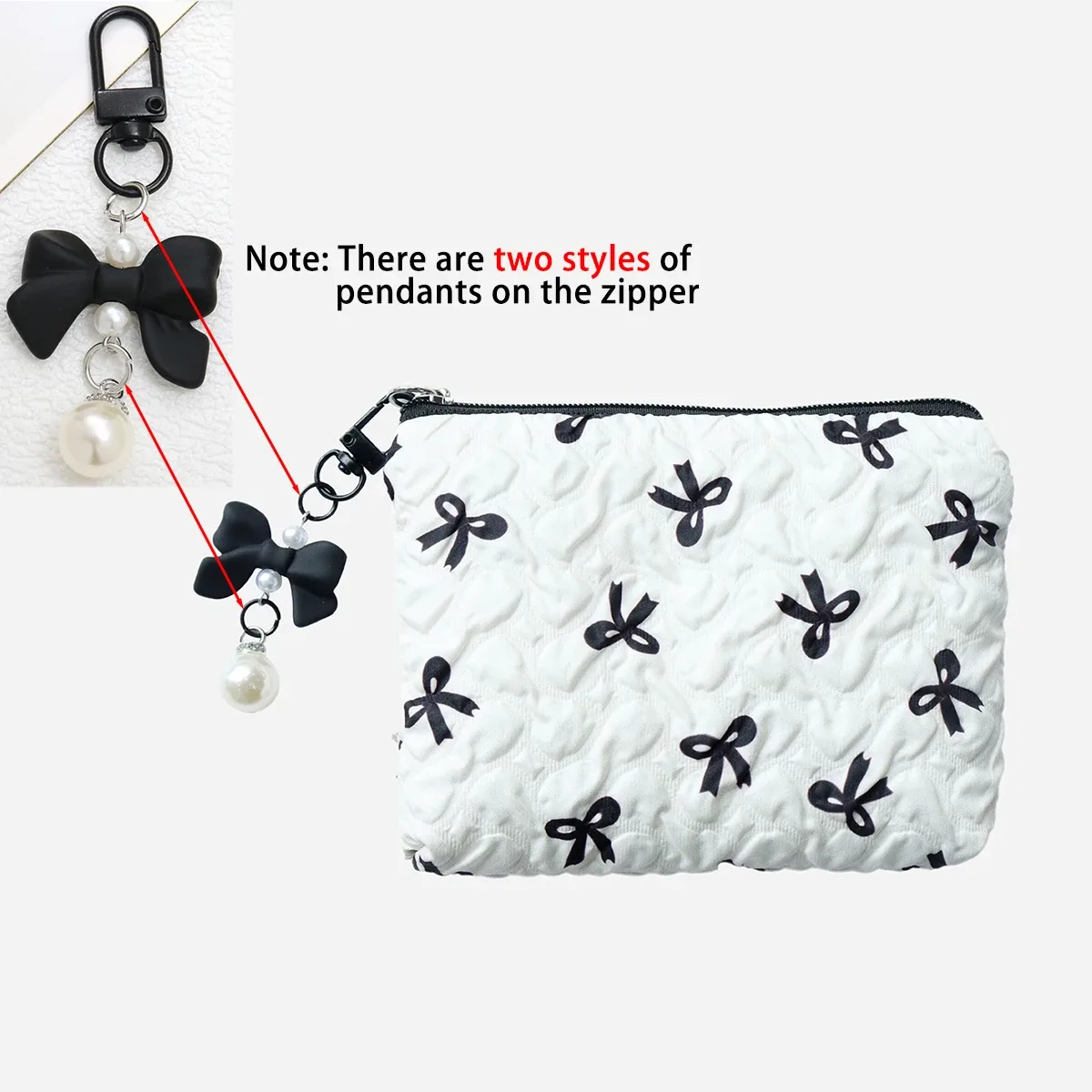 pochette à maquillage brodée avec nœud, design élégant, porte-monnaie, sac de rangement, mignon, grande capacité, pochette à maquillage haut de gamme