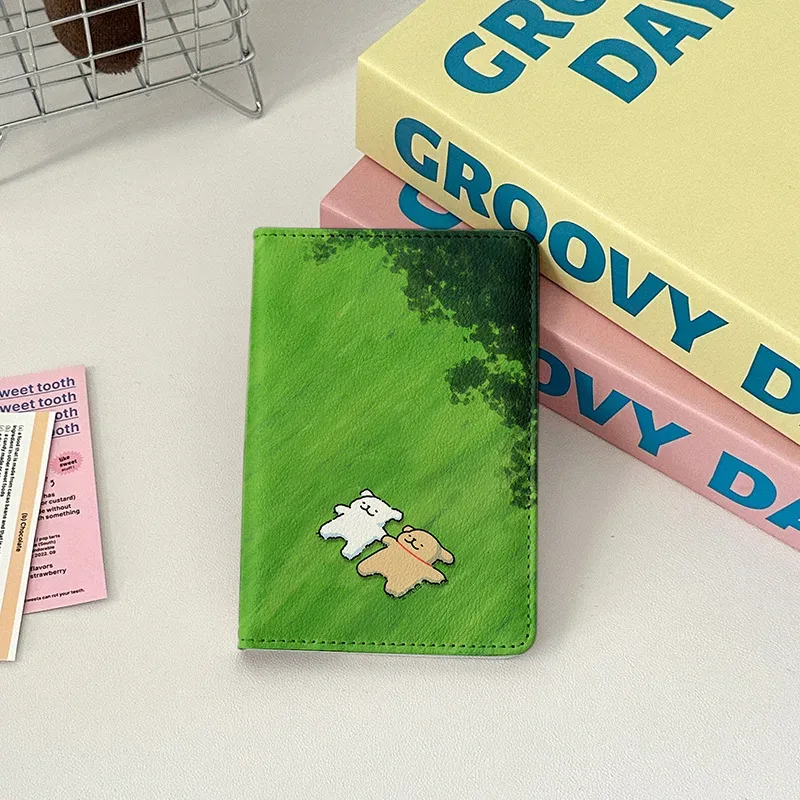 porte-passeport en forme de chien graffiti mignon, couverture de passeport pour dames, accessoires de voyage, stockage de billets portables, carte bancaire, portefeuille pour passeport