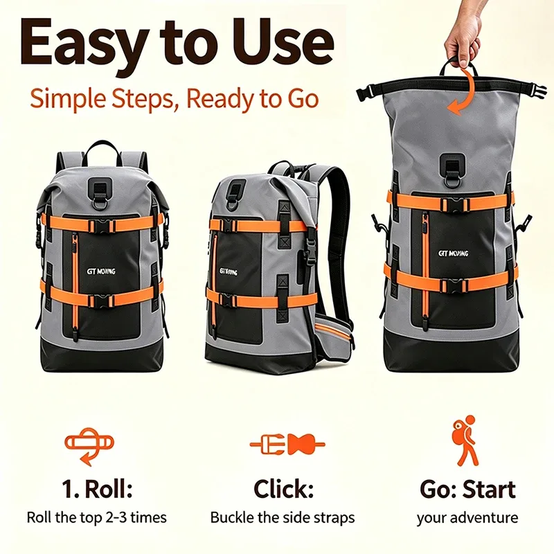 sac à dos imperméable d'extérieur 40l, résistant à l'usure, grande capacité, sac pour ordinateur portable, sac à dos de voyage décontracté, sac à dos d'escalade