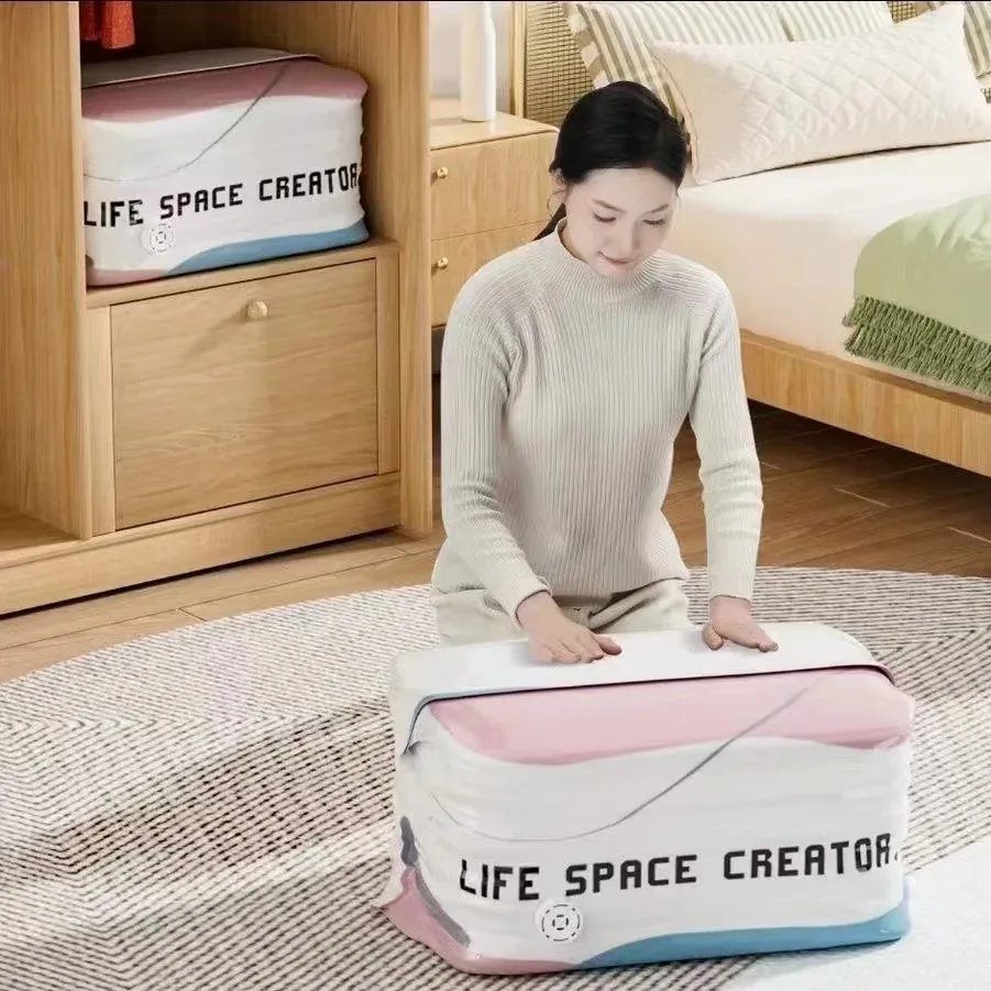 sac de compression sous vide de très grande capacité pour vêtements et couettes, sac de rangement 3d sous vide sans pompe épaisse