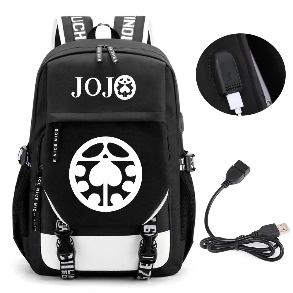sac à dos de voyage pour ordinateur portable garçon et fille, chaîne anime jo jonathan joes killer golden experience, sacs à livres scolaires mochila, port usb