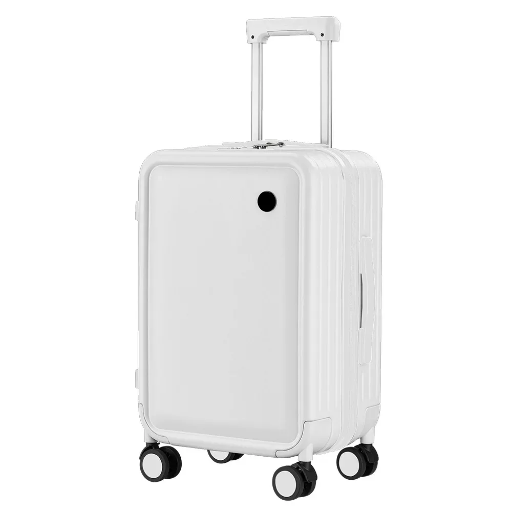 valise polycarbonate abs couleur pastel violet bleu blanc rose doré poignées métal argenté roues toupie bouton noir usage voyage loisir