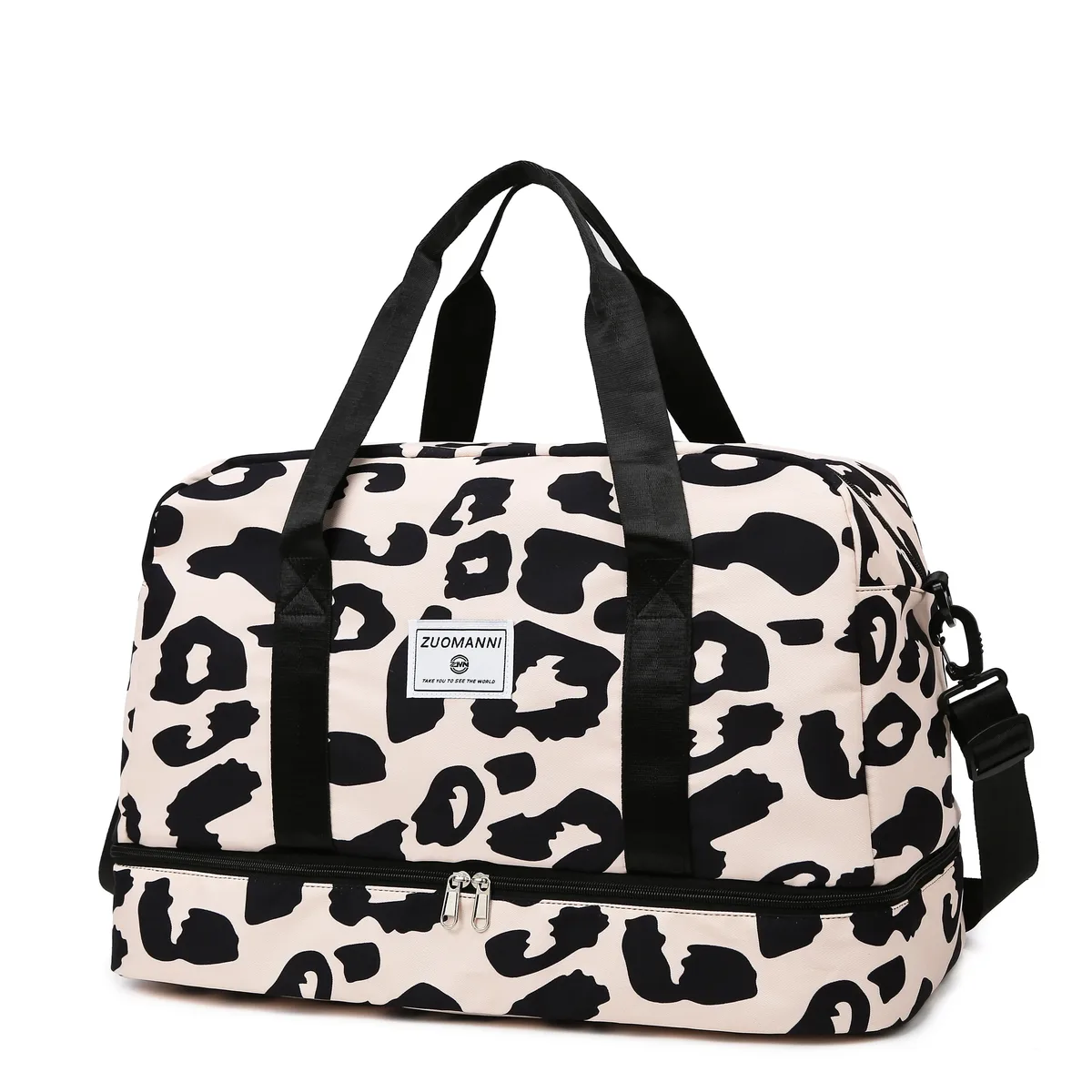 sac de voyage spacieux et durable pour femmes, avec imprimé animal, sac de sport de grande capacité en nylon, sac de nuit pour week-end