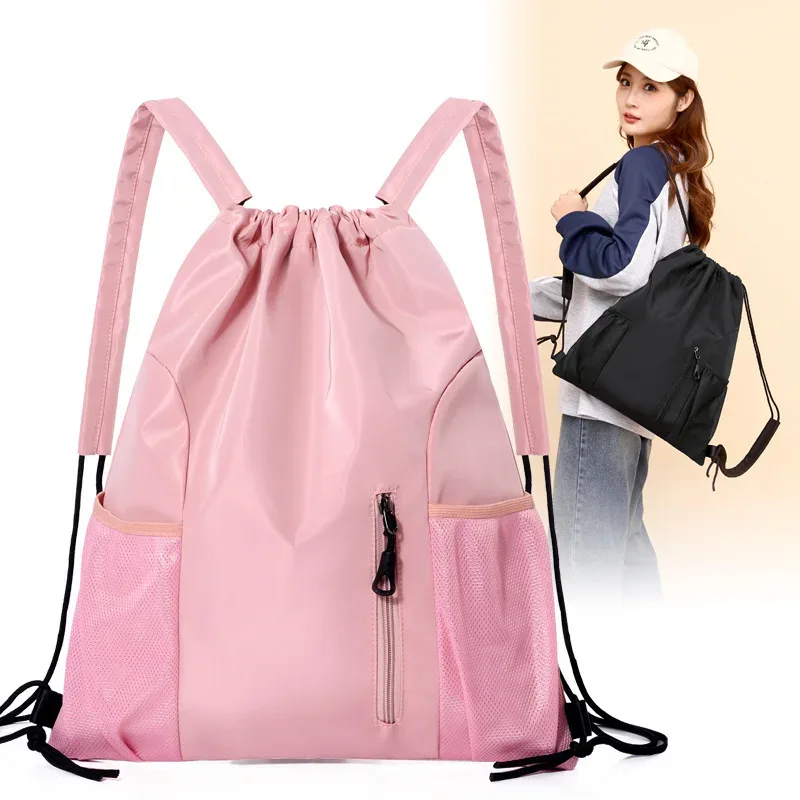 sac à dos oxford à cordon de serrage, grande capacité, couleur unie, décontracté, pour la gym, l'école, sac à dos multifonctionnel