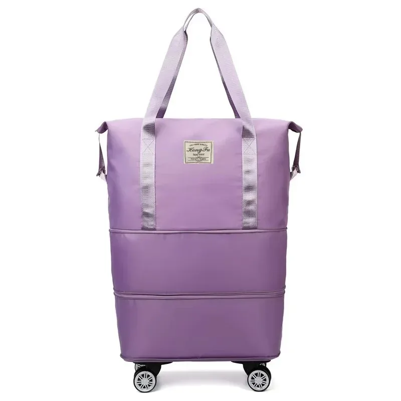 sac de voyage en tissu oxford de grande capacité, avec compartiment de séparation pour articles secs et humides, sac de voyage d'affaires, roues universelles amovibles.
