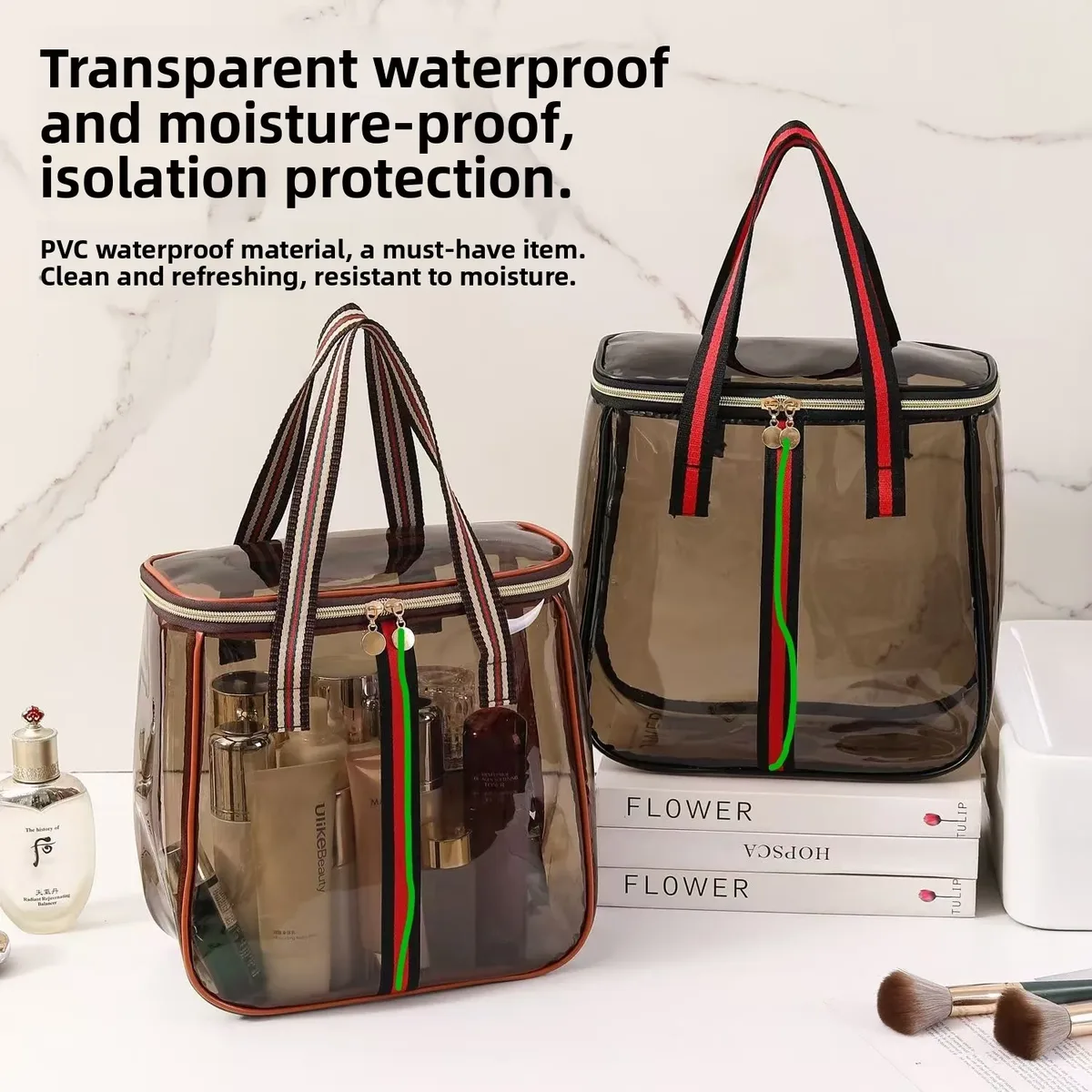 trousse de toilette de voyage grande capacité imperméable style rétro, sac de plage, pochette de maquillage pour voyages en plein air et vacances à la plage