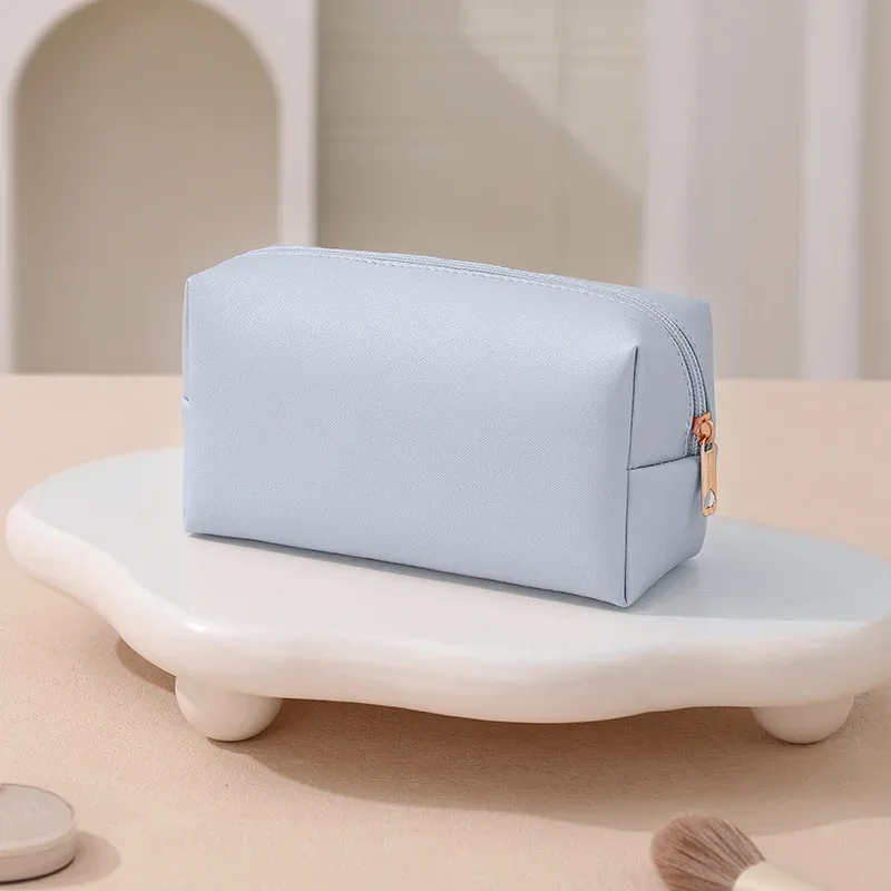 trousse de maquillage grande capacité en cuir pu pour femme, organisateur cosmétique imperméable, sac de toilette de voyage avec sangle de transport pour dames