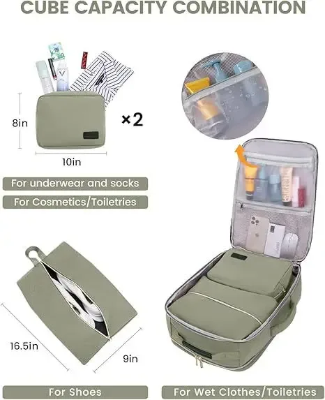 lot de 4 sacs à dos de voyage 40l pour femmes, grand sac à dos cabine pour avions, sac de voyage pour effets personnels, sac de voyage étanche, essentiel de voyage