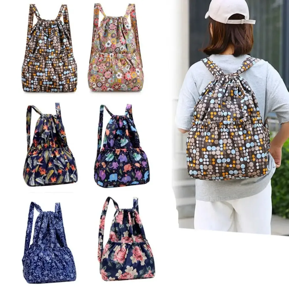 sac à provisions portable étanche en polyester pour dames, sacs à dos de grande capacité, sac à bandoulière de proximité, imprimé floral décontracté