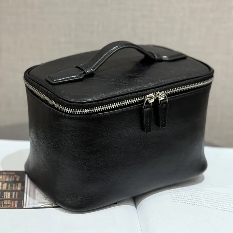 sac à cosmétiques en cuir pour femmes, organiseur de toilette de voyage, cuir véritable de haute qualité, trousse de maquillage de luxe, pratique, grande capacité