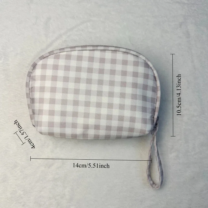 sac à main mignon à carreaux rouges et violets pour femmes, trousse de maquillage portable de voyage, petite et grande trousse de toilette cosmétique avec fermeture éclair