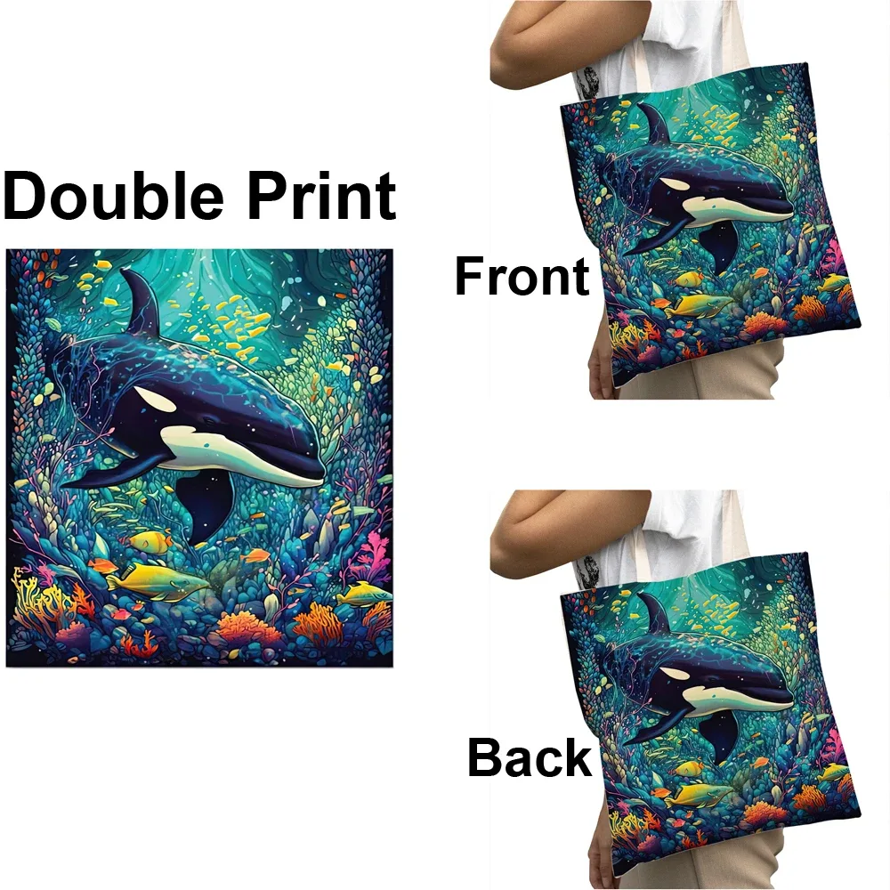 sac fourre-tout en toile à impression différente pour femmes, sacs à main personnalisés avec logo imprimé, grand sac de shopping initié, livraison directe