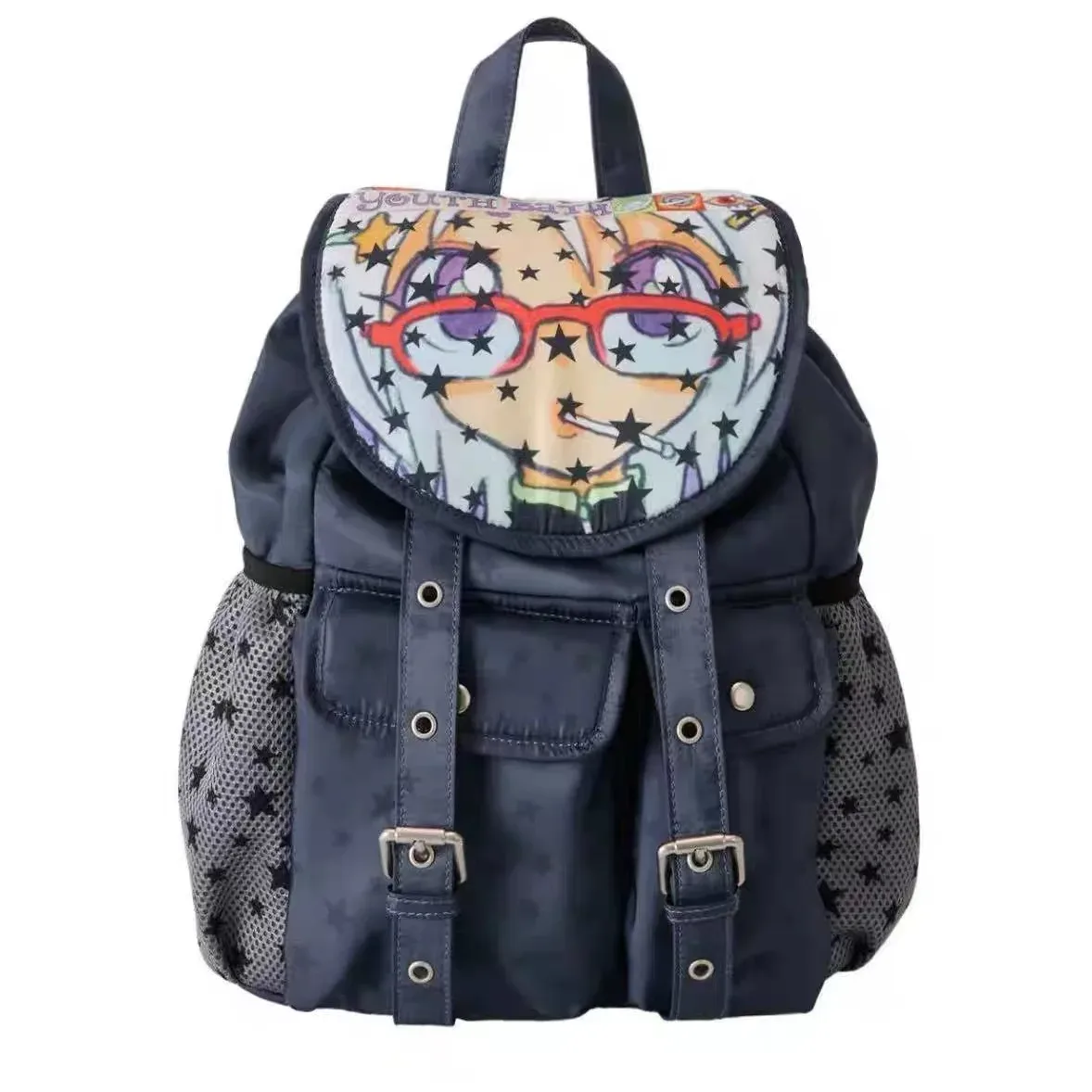 harajuku corée y2k sac à dos école mignon anime illustration fille imprimer sacs à dos étoiles pleine impression sac à dos