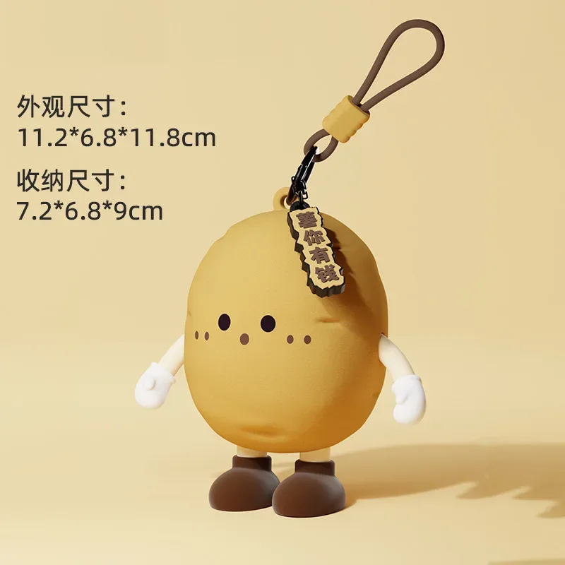 porte-monnaie en silicone kawaii en forme de légumes, mignonnes pochettes carotte et champignon, porte-clés, étui pour écouteurs, accessoires organisateurs pour sacs à dos pour femmes