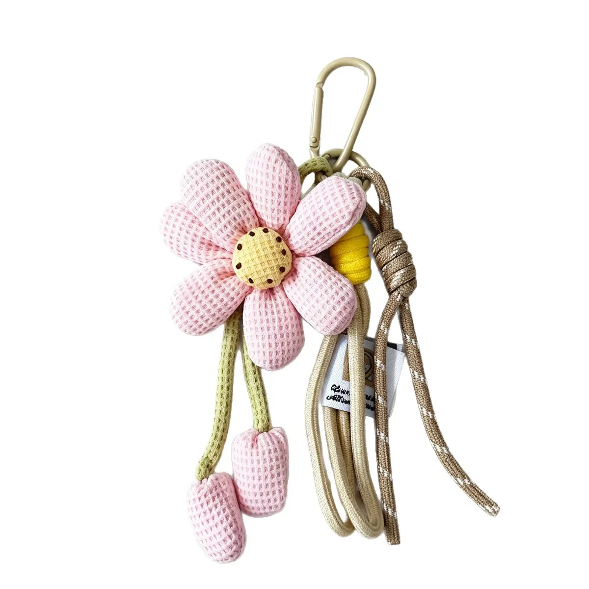 mignon porte-clés floral en tissu rembourré avec sangles en corde pour sacs à main, sacs fourre-tout, sacs à dos et décoration de sacs de tous les jours.