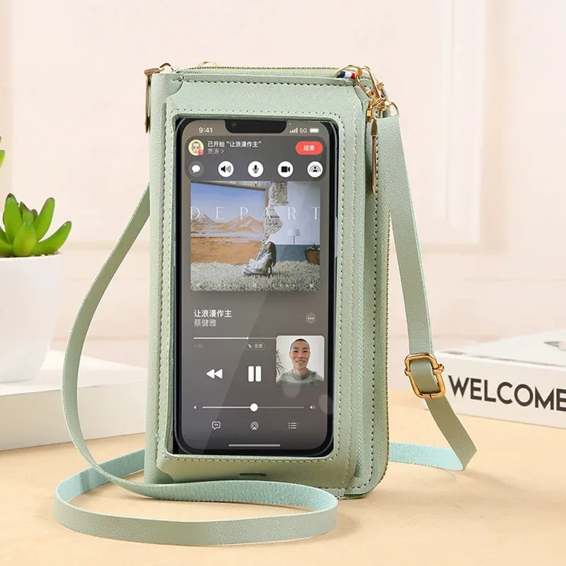 sac à main pour téléphone portable à écran tactile, portefeuille à bandoulière pour femme, porte-monnaie transparent à une épaule, nouvelle collection 2025