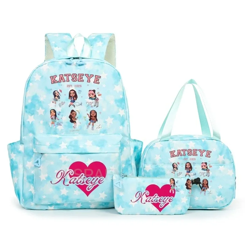 sac à dos amusant katseye pour adolescents, sac de voyage à double bandoulière, sac à crayons, sac à déjeuner, sac à livres décontracté pour étudiants, sac d'école pour filles, grande capacité, mochila