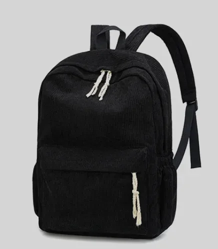sac dos velours cotelé rayures verticales bandoulière arquée poche limon grande capacité voyage décontracté unisexe polyester doublure