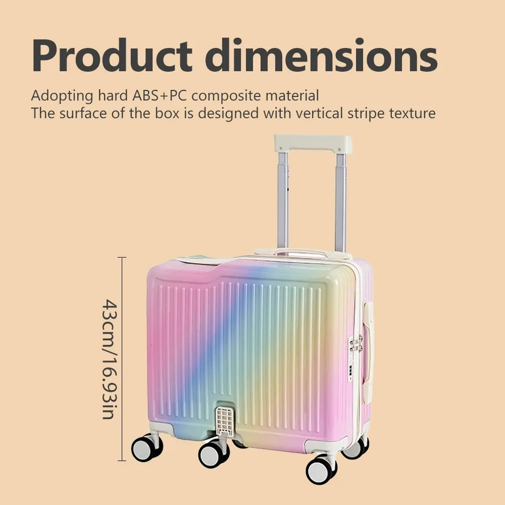 valise à roulettes 18 pouces, bagage cabine portable, 6 roues, fermeture éclair, verrouillable, avec siège intégré pour enfants