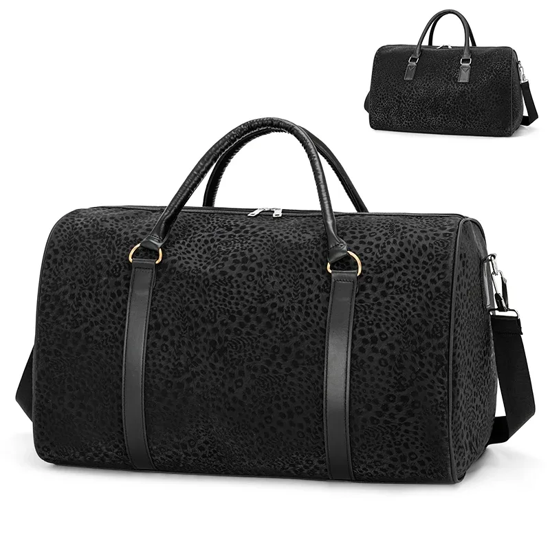 Sac de voyage à motif léopard pour hommes, sac à main portable, sac de sport, sac de voyage d'affaires, sac à bandoulière