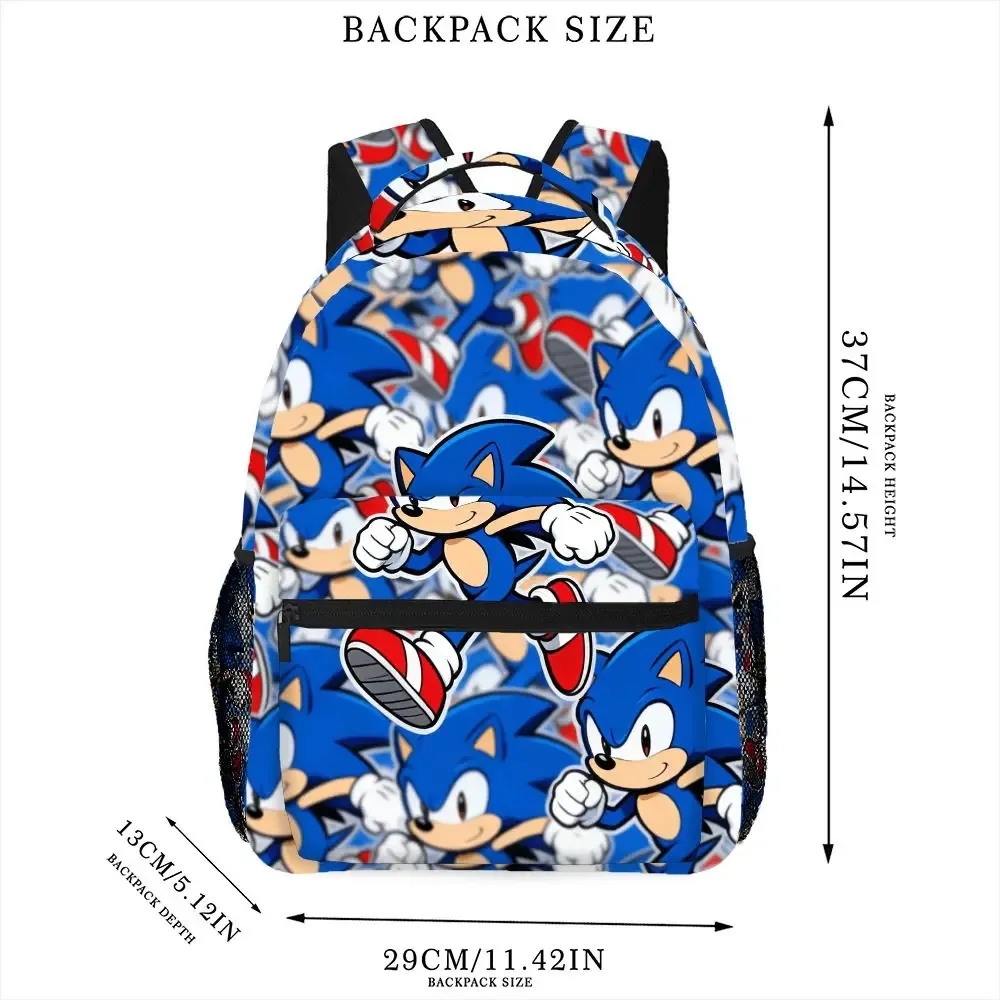 sac à dos imprimé sonic the hedgehog, mignon et résistant, avec poche en filet, pour l'école, les pique-niques et les voyages