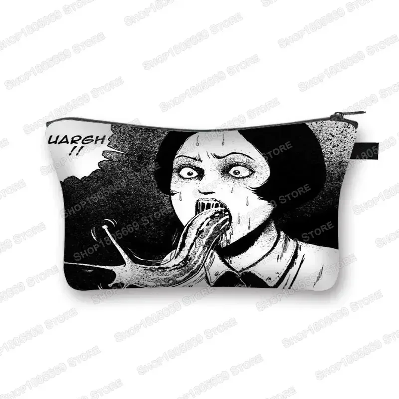 trousse à cosmétiques imprimée manga d'horreur tomie spiralized pour femmes, trousse de maquillage, rouge à lèvres, trousse de toilette, mini sac à main pour filles, trousse à cosmétiques