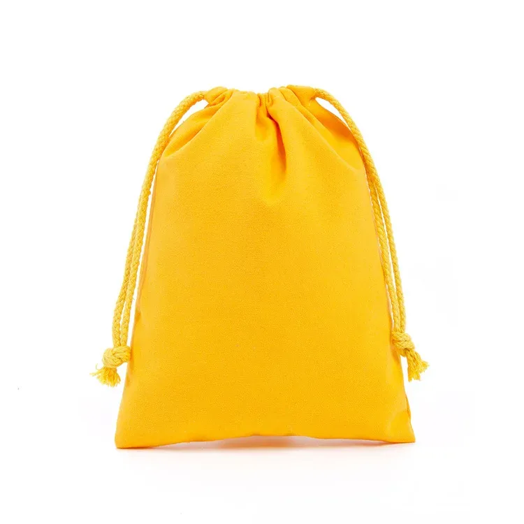 sac d'emballage en toile de coton et polyester avec cordon de serrage, personnalisable avec logo, blanc uni, pour cadeaux et rangement