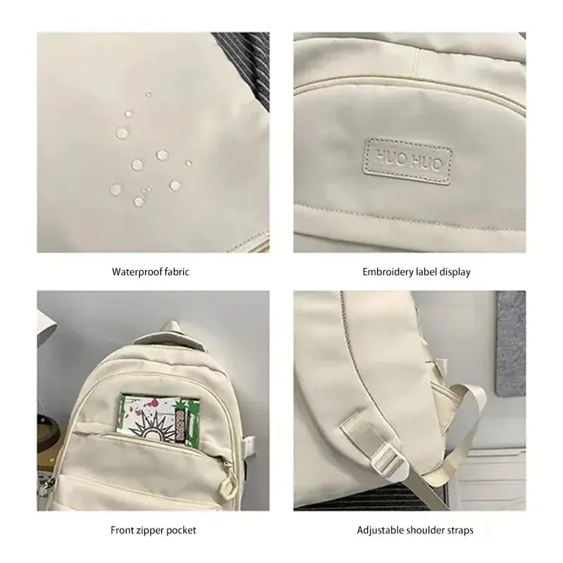 sacs d'école en toile de style collégial pour filles, cartable solide pour lycéens, version coréenne, sac à dos pour ordinateur portable pour femmes et garçons
