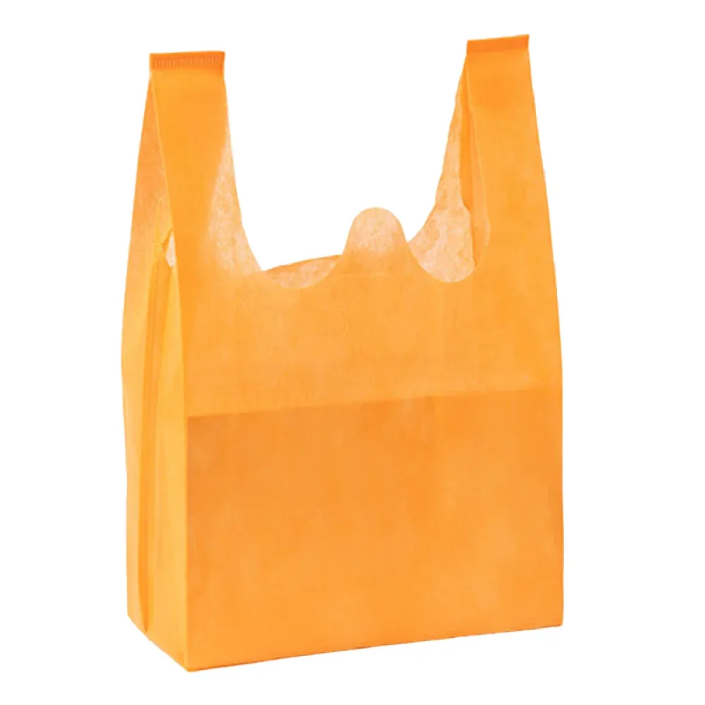 sac de courses non tissé de couleur unie, grande capacité, sac à main épais et écologique, sac fourre-tout portable et pratique, réutilisable, 50 pièces