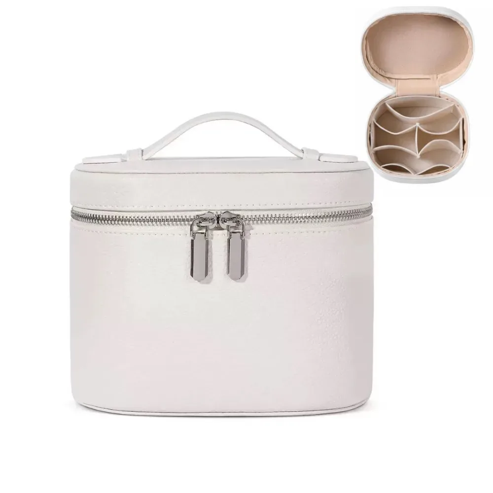 organisateur voyage polyester décontracté ovale marron noire rose grains cuir poignée glissière cosmétiques compression chaussures pochette housse vêtements